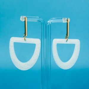 Handmade Earrings - Open Shape Resin Earrings - Shimmer White - NEW